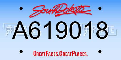 A619018 South Dakota License Plate