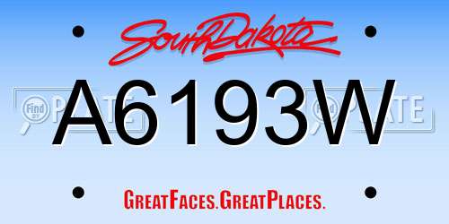 A6193W South Dakota License Plate