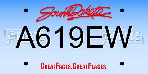 A619EW South Dakota License Plate