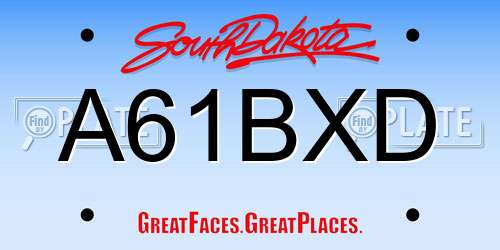 A61BXD South Dakota License Plate