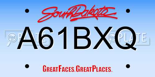 A61BXQ South Dakota License Plate
