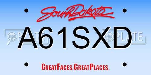 A61SXD South Dakota License Plate
