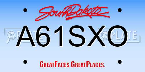 A61SXO South Dakota License Plate