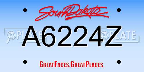 A6224Z South Dakota License Plate
