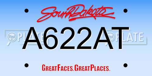 A622AT South Dakota License Plate