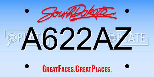 A622AZ South Dakota License Plate