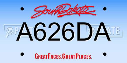 A626DA South Dakota License Plate