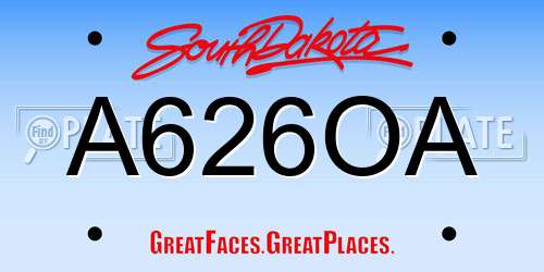 A626OA South Dakota License Plate