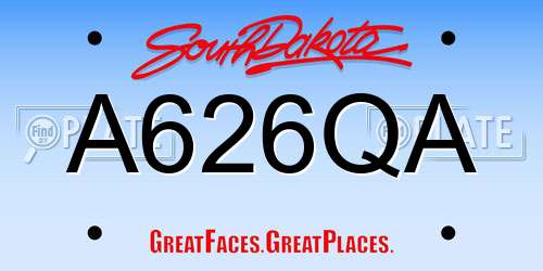 A626QA South Dakota License Plate