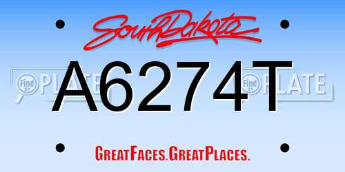 A6274T South Dakota License Plate