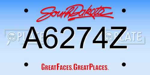 A6274Z South Dakota License Plate