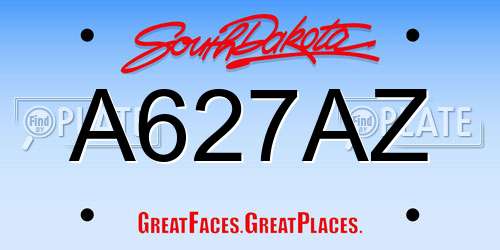 A627AZ South Dakota License Plate