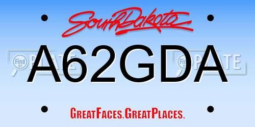 A62GDA South Dakota License Plate