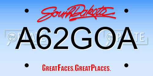 A62GOA South Dakota License Plate