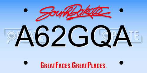 A62GQA South Dakota License Plate