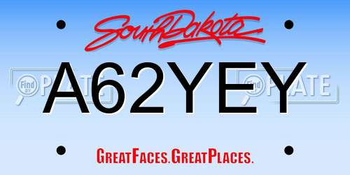 A62YEY South Dakota License Plate