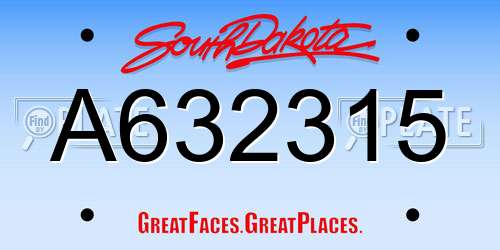 A632315 South Dakota License Plate