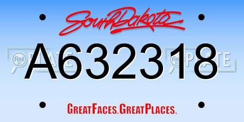 A632318 South Dakota License Plate