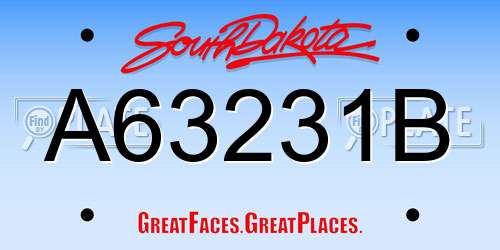 A63231B South Dakota License Plate