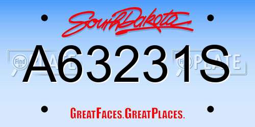 A63231S South Dakota License Plate