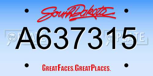 A637315 South Dakota License Plate