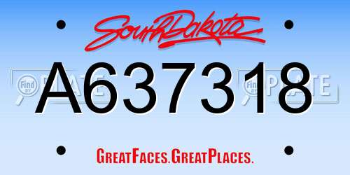 A637318 South Dakota License Plate
