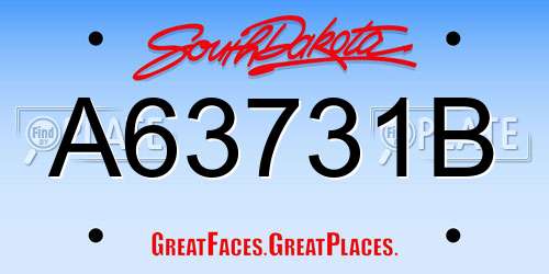 A63731B South Dakota License Plate