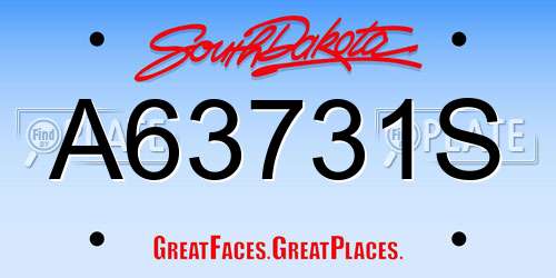 A63731S South Dakota License Plate