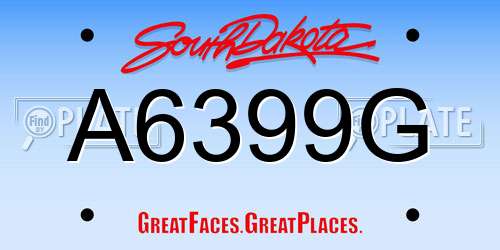 A6399G South Dakota License Plate