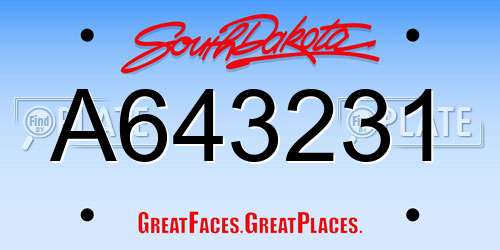A643231 South Dakota License Plate