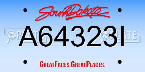 A64323I South Dakota License Plate