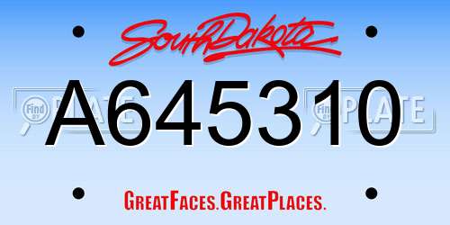 A645310 South Dakota License Plate