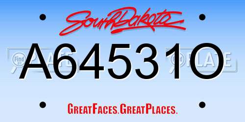 A64531O South Dakota License Plate