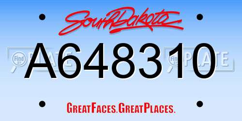 A648310 South Dakota License Plate