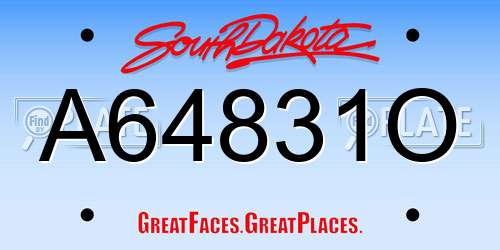 A64831O South Dakota License Plate