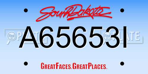 A65653I South Dakota License Plate