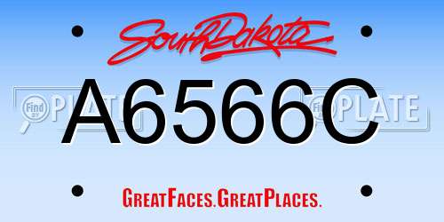 A6566C South Dakota License Plate
