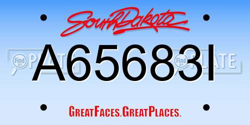 A65683I South Dakota License Plate