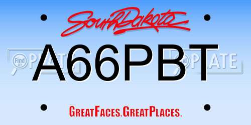 A66PBT South Dakota License Plate