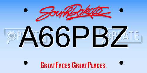 A66PBZ South Dakota License Plate