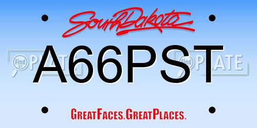 A66PST South Dakota License Plate