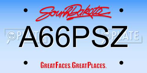 A66PSZ South Dakota License Plate