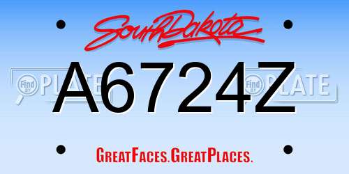 A6724Z South Dakota License Plate