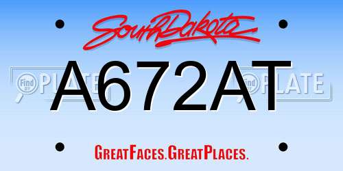 A672AT South Dakota License Plate