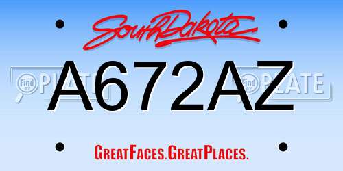 A672AZ South Dakota License Plate