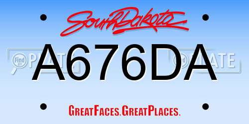 A676DA South Dakota License Plate