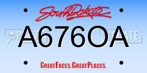 A676OA South Dakota License Plate