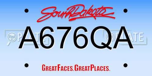 A676QA South Dakota License Plate