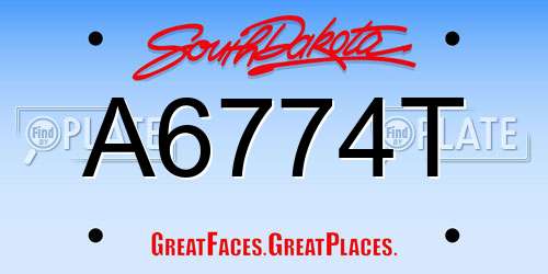 A6774T South Dakota License Plate