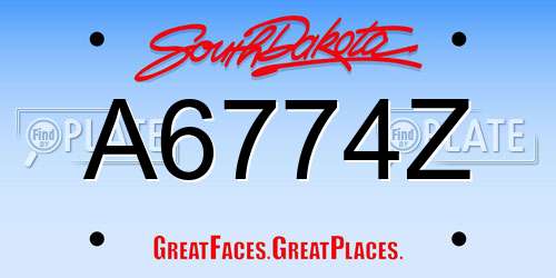 A6774Z South Dakota License Plate